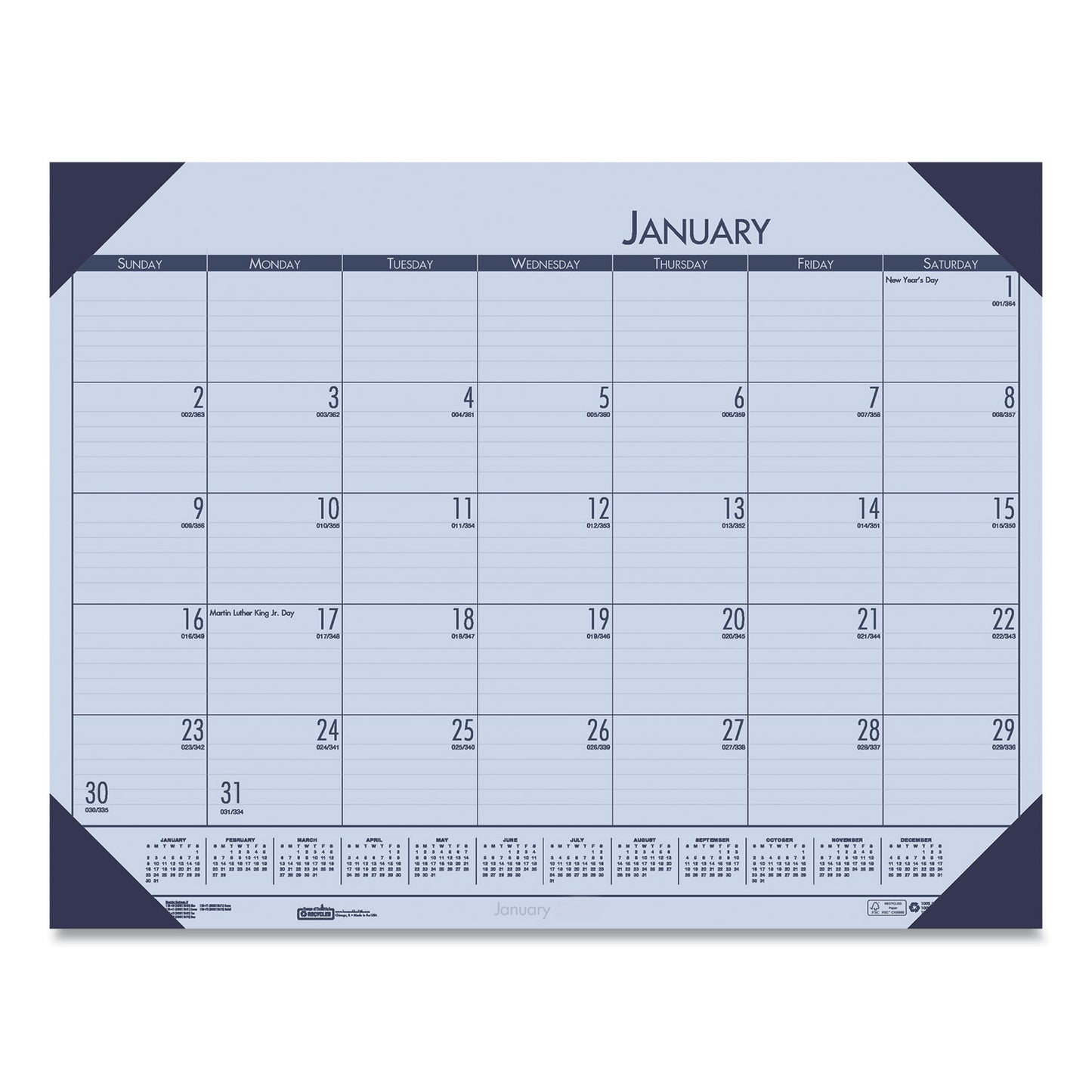 House of Doolittle EcoTones Recycled Monthly Desk Pad Calendar, 22 x 17, Sunset Orchid Sheets, Cordovan Corners, 12-Month (Jan to Dec): 2025 (12473)