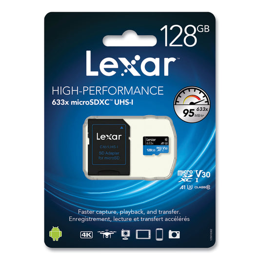 Lexar microSDXC Memory Card, UHS-I U1 Class 10, 128 GB (MI128BBNL633)