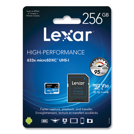 Lexar microSDXC Memory Card, UHS-I U1 Class 10, 256 GB (MI256BBNL633)