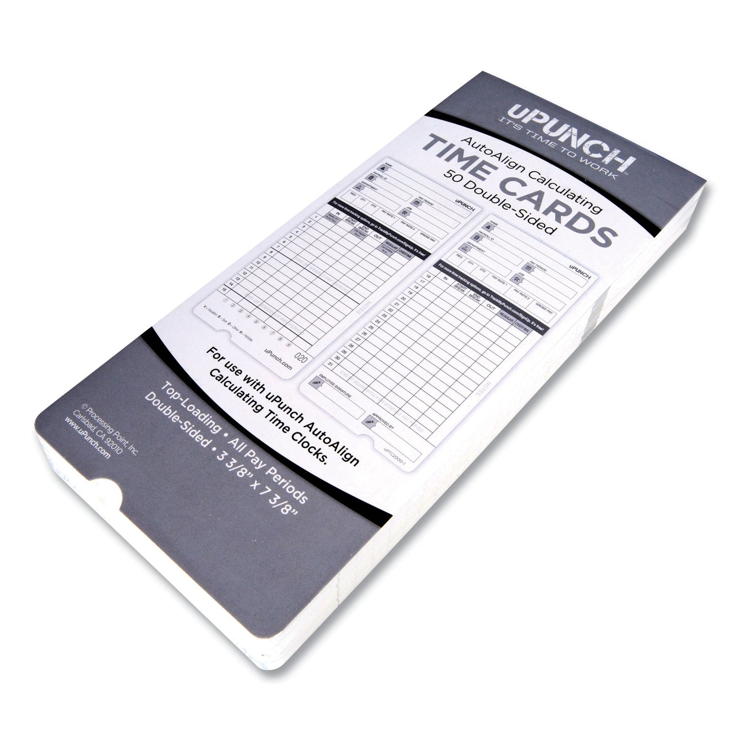 Time Clock Cards for uPunch HN4000, Two Sides, 7.37 x 3.37, 50/Pack (HNTCL2050)