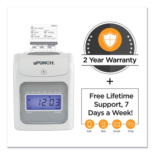 uPunch HN2500 Electronic Calculating Time Clock Bundle, LCD Display, Beige/Gray