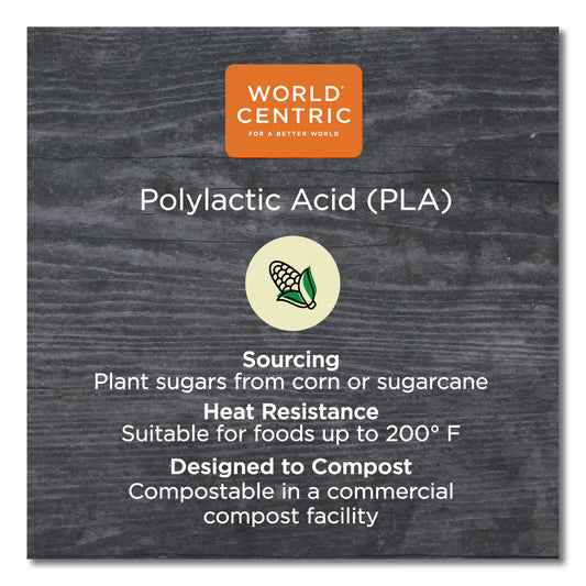 World Centric PLA Clear Cold Cup Lids, Dome Lid, Fits 9 oz to 24 oz Cups, 1,000/Carton (CPLCS12D)