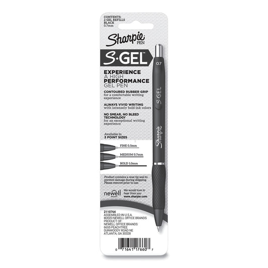 Sharpie S-Gel 0.7 mm Pen Refills, Medium 0.7 mm Bullet Tip, Black Ink, 2/Pack (2096168)