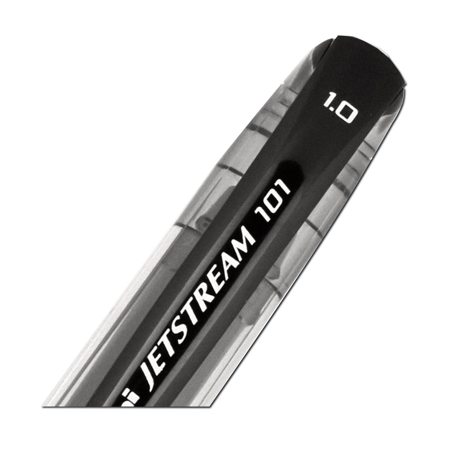 uni-ball Jetstream 101 Hybrid Gel Pen, Stick, Bold 1 mm, Black Ink, Black Barrel, Dozen (1768011)