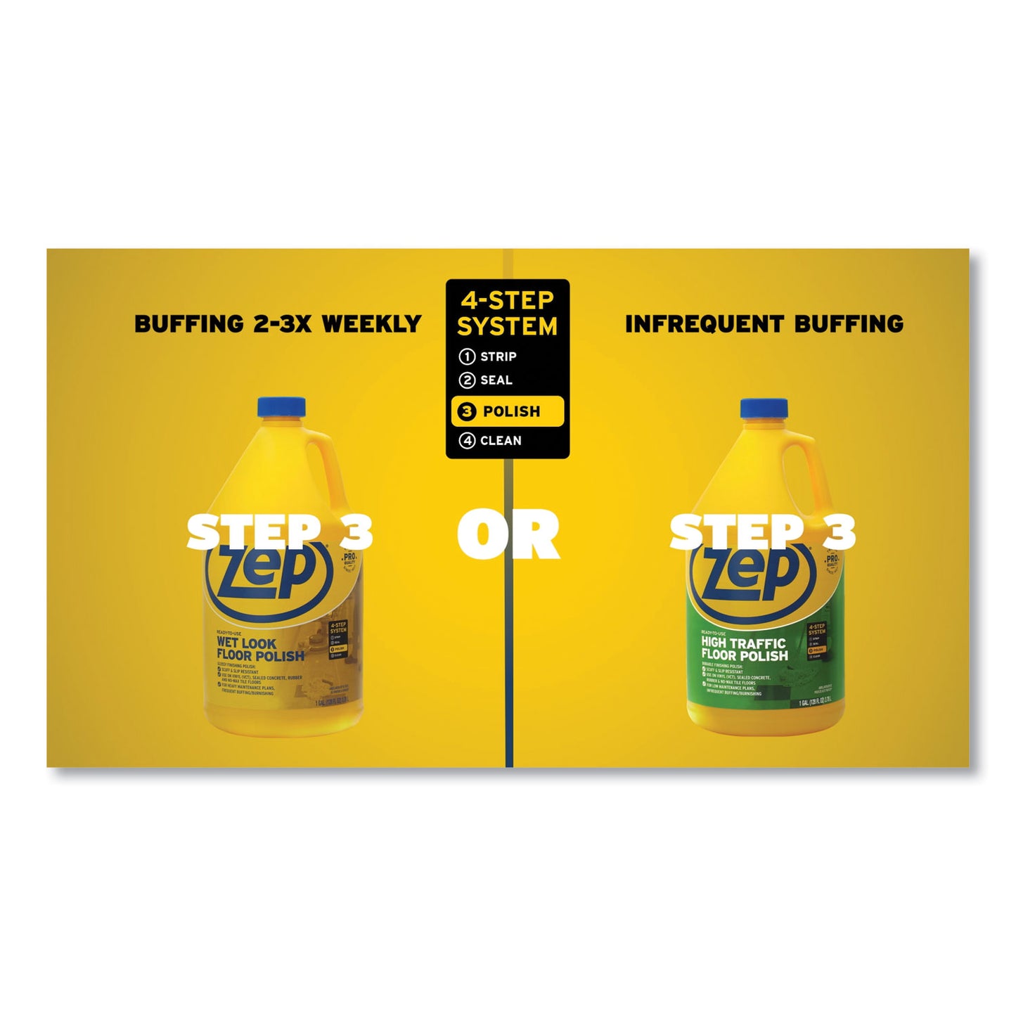 Zep Commercial Wet Look Floor Polish, 1 gal Bottle (ZUWLFF128EA)