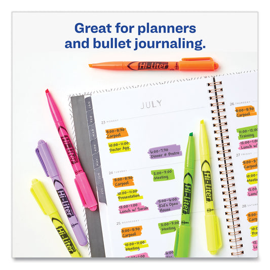 Avery HI-LITER Pen-Style Highlighters, Assorted Ink Colors, Chisel Tip, Assorted Barrel Colors, 6/Set (23565)