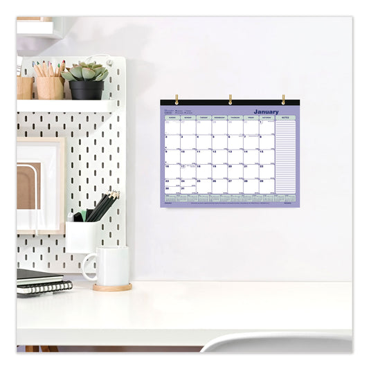 Brownline Monthly Desk Pad Calendar, 3-Hole Punched, 11 x 8.5, White/Blue/Green Sheets, Black Binding, 12-Month (Jan to Dec): 2025 (C181721)