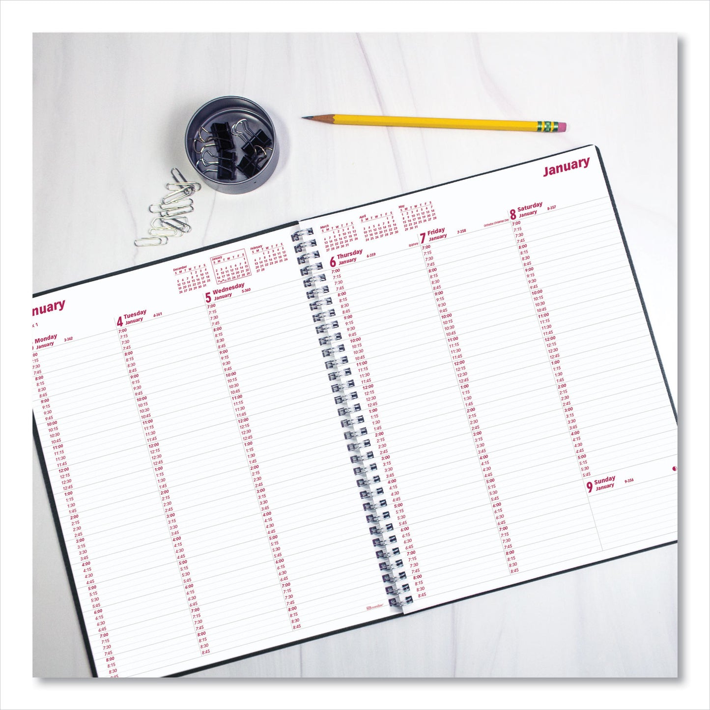Brownline DuraFlex Weekly Planner, 11 x 8.5, Black Cover, 12-Month (Jan to Dec): 2025 (CB950VBLK)
