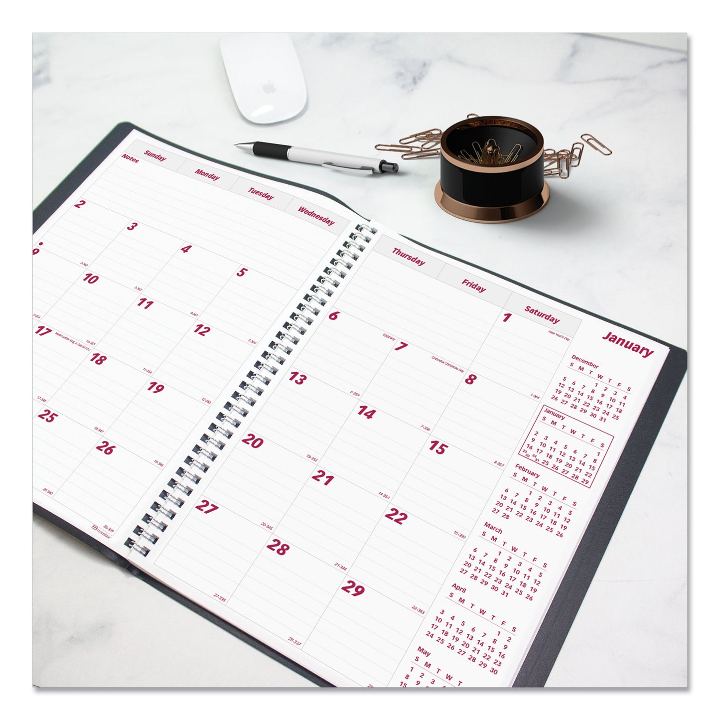 Brownline Essential Collection 14-Month Ruled Monthly Planner, 11 x 8.5, Black Cover, 14-Month: Dec 2024 to Jan 2026 (CB1262BLK)