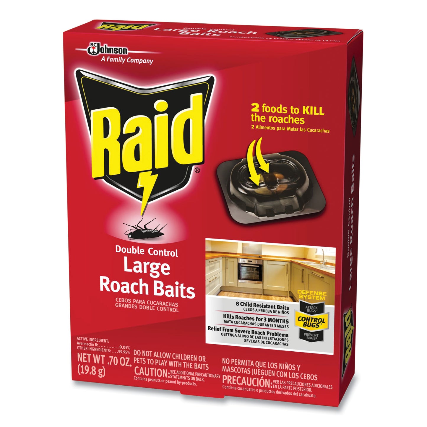 Raid Roach Baits, 0.7 oz Box, 6/Carton (334863)