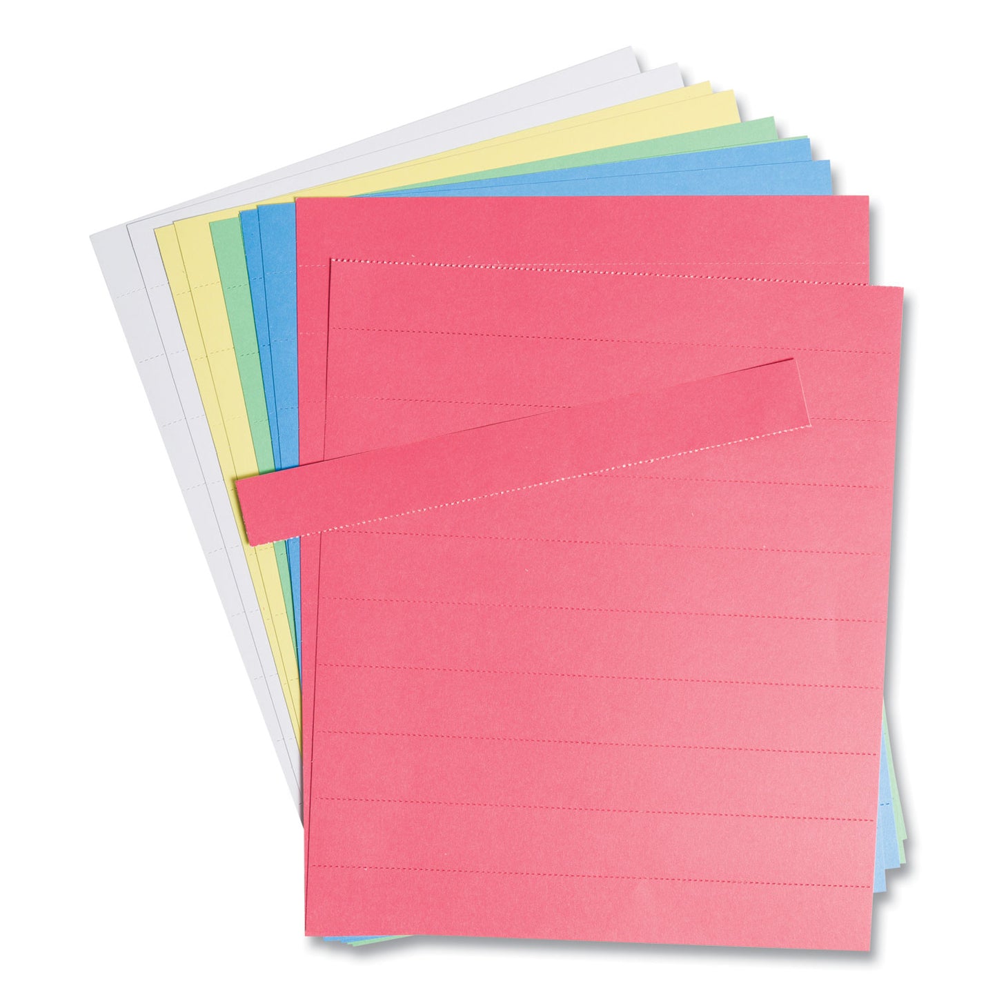 U Brands Data Card Replacement Sheet, 8.5 x 11 Sheets, Perforated at 1", Assorted, 10/Pack (FM1614)