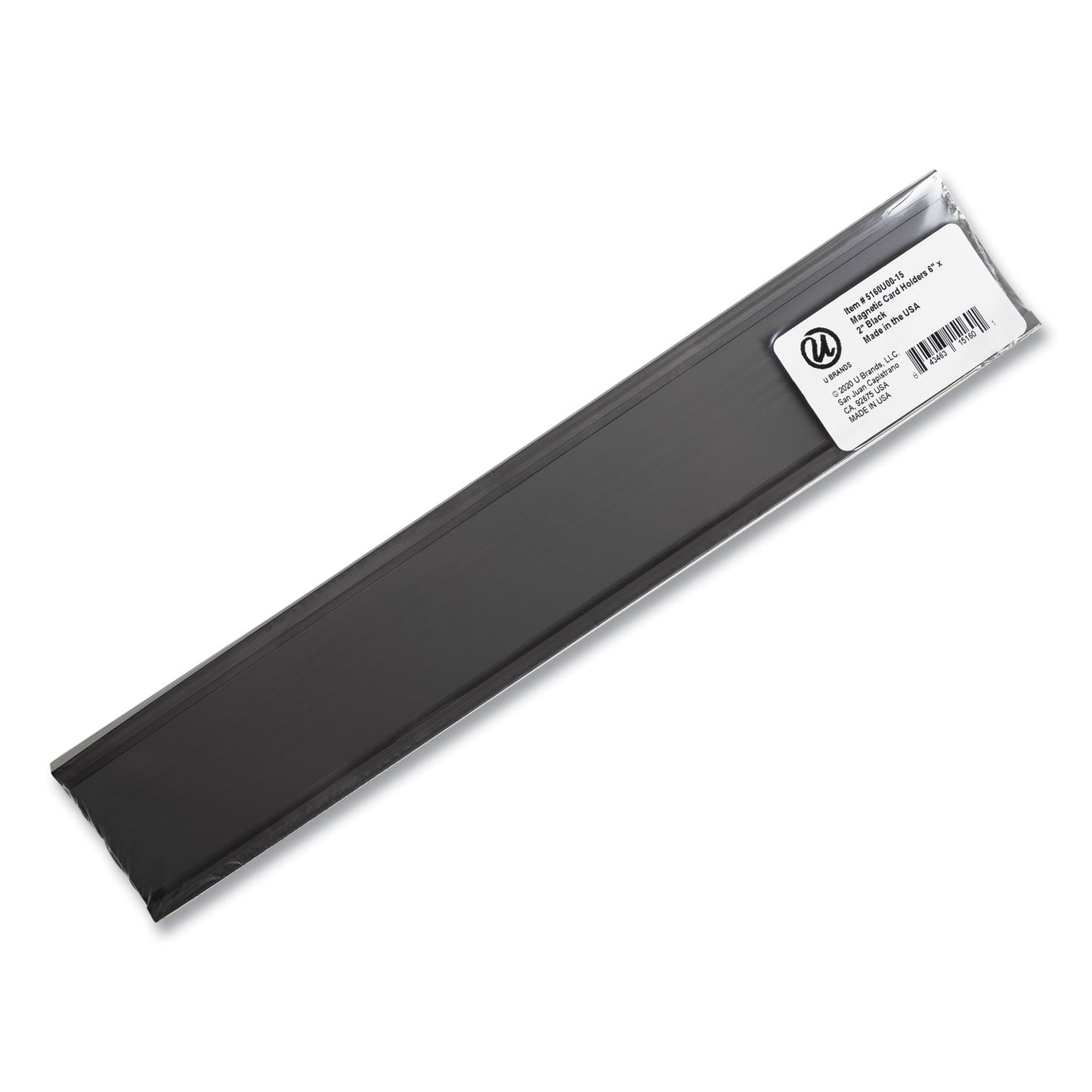 U Brands Magnetic Card Holders, 6 x 2, Black, 10/Pack (FM2633)