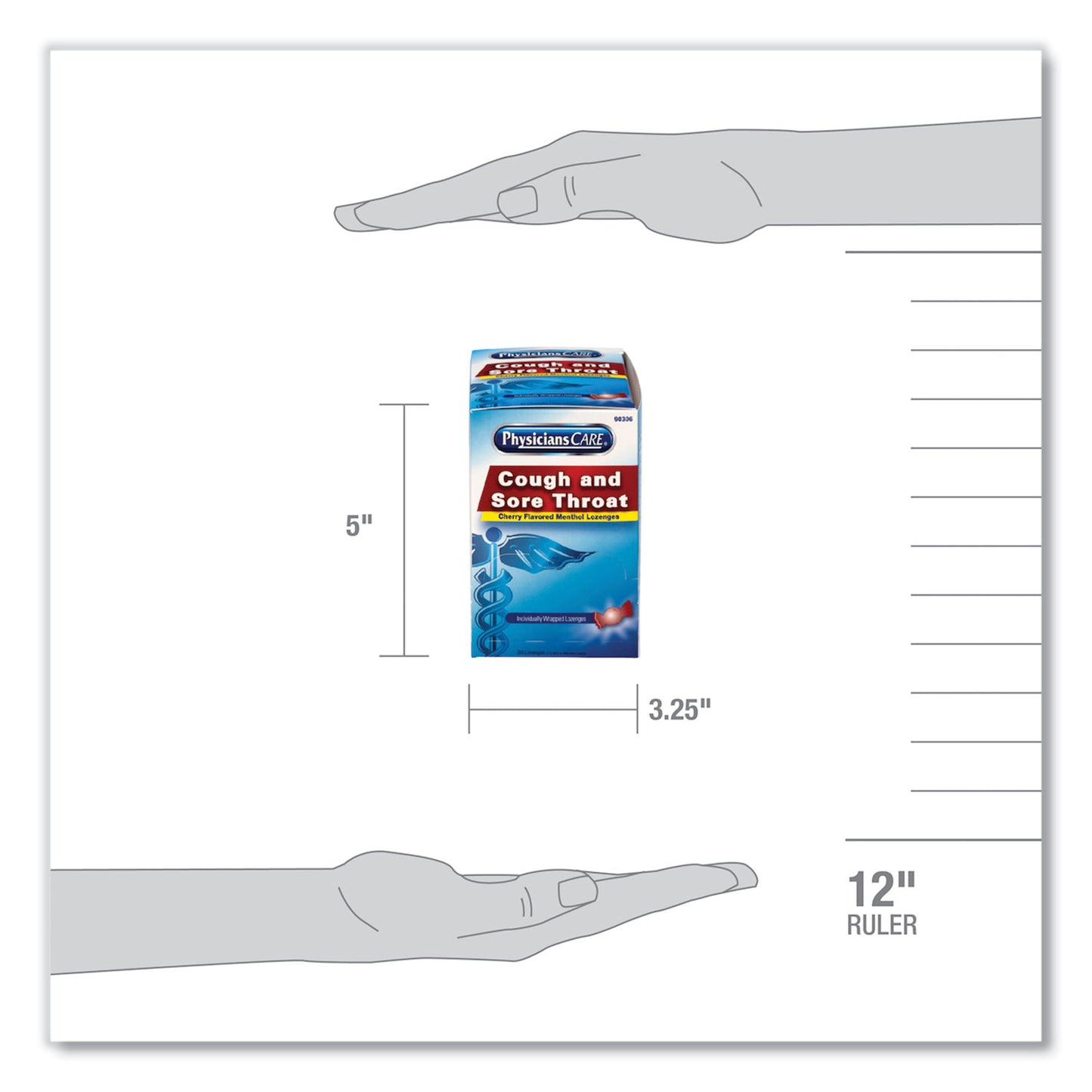 PhysiciansCare Cough and Sore Throat, Cherry Menthol Lozenges, Individually Wrapped, 50/Box (90306)