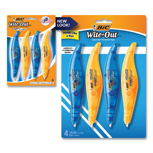 BIC Wite-Out Brand Exact Liner Correction Tape, Non-Refillable, 0.2" x 236", 4/Pack (WOELP418)