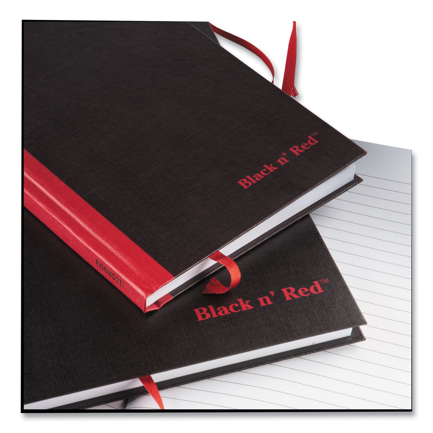 Red Hardcover Casebound Notebooks, SCRIBZEE Compatible, 1-Subject, Wide/Legal Rule, Black Cover, (96) 8.25 x 5.63 Sheets (E66857)
