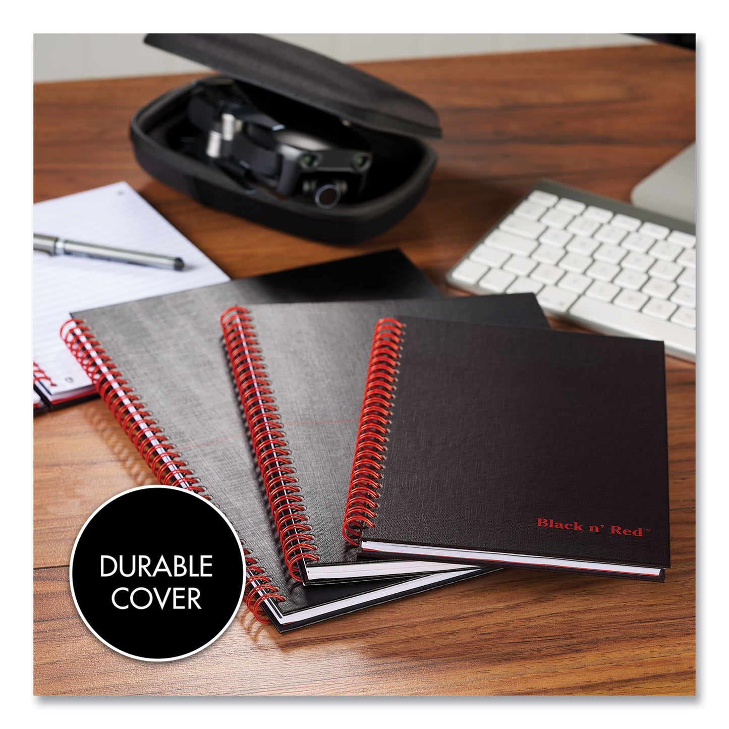 Red Hardcover Twinwire Notebooks, SCRIBZEE Compatible, 1-Subject, Wide/Legal Rule, Black Cover, (70) 8.25 x 5.88 Sheets (L67000)