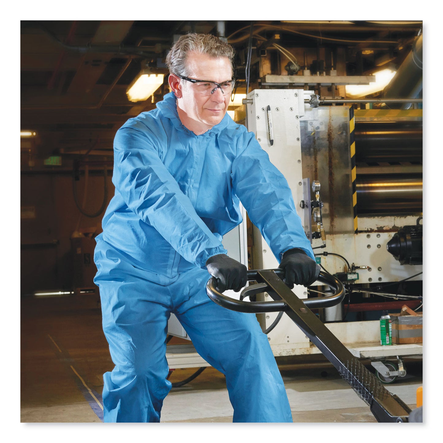 KleenGuard A65 Zipper Front Flame-Resistant Hooded Coveralls, Elastic Wrist and Ankles, X-Large, Blue, 25/Carton (45324)