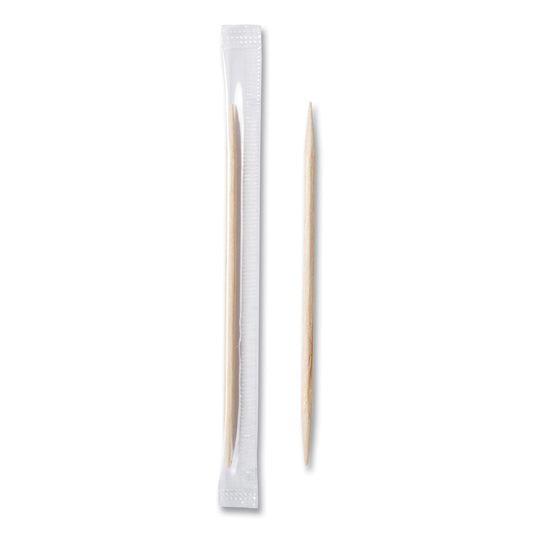 AmerCareRoyal Cello-Wrapped Round Wood Toothpicks, 2.5", Natural, 1,000/Box, 15 Boxes/Carton (RIW15)
