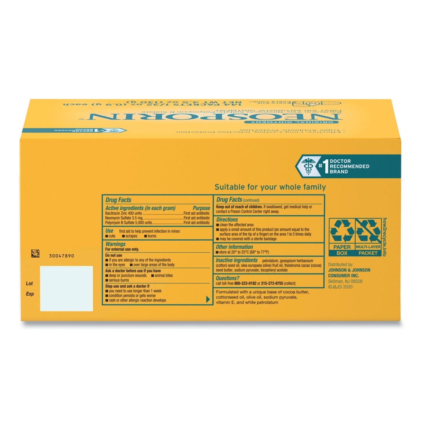 Neosporin Antibiotic Ointment, 0.03 oz Packet, 144/Box (512376900)