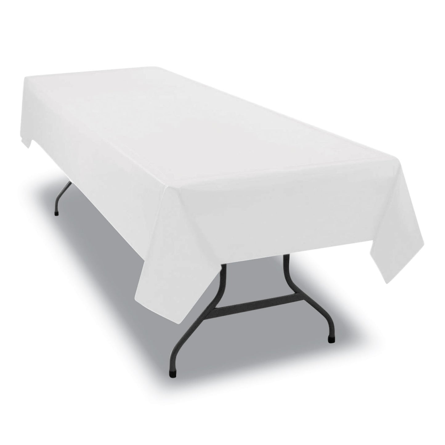 Tablemate Table Set Rectangular Table Cover, Heavyweight Plastic, 54" x 108", White, 6/Pack (549WH)
