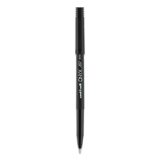 uni-ball ONYX Roller Ball Pen, Stick, Extra-Fine 0.5 mm, Black Ink, Black Barrel, Dozen (60040)