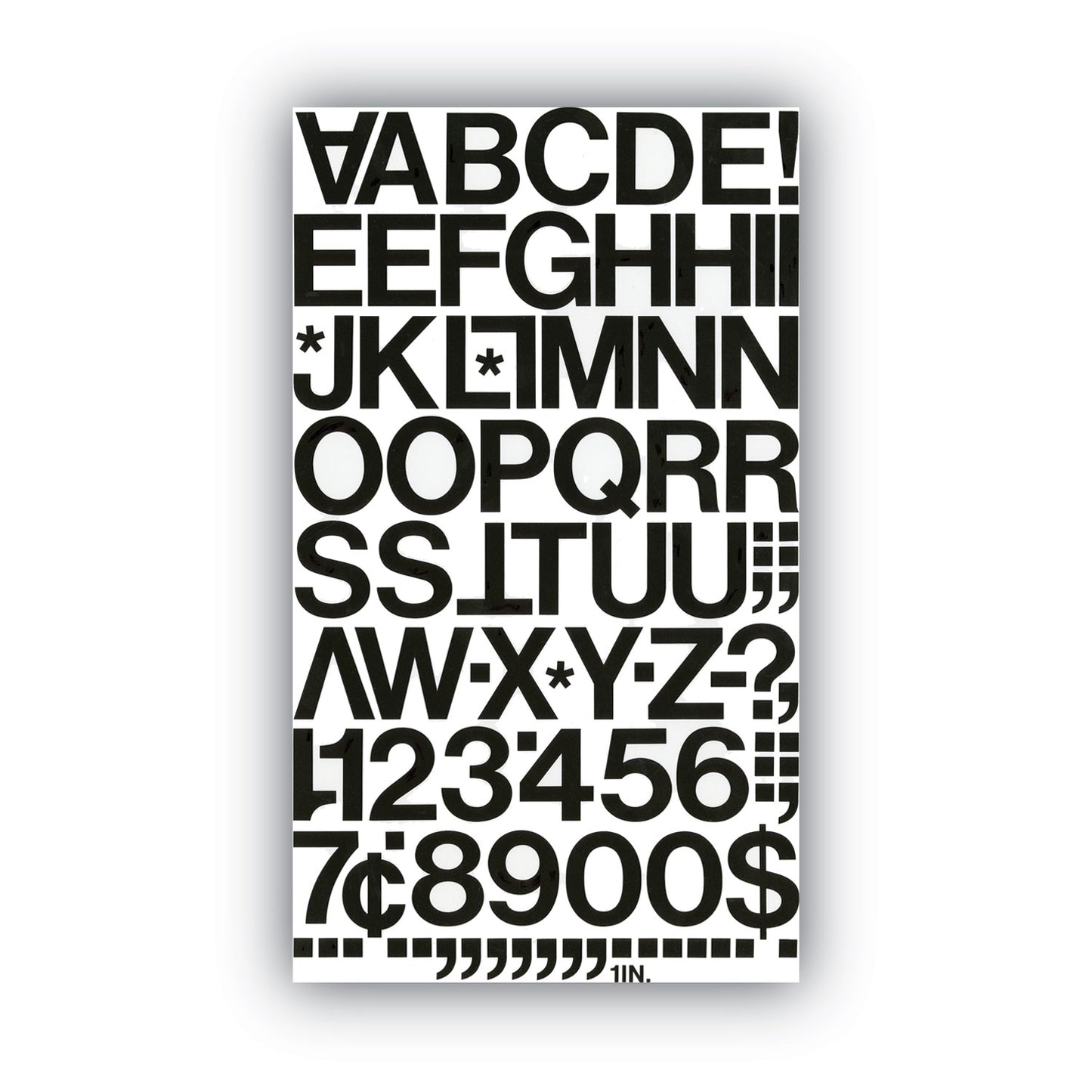 Chartpak Press-On Vinyl Letters and Numbers, Self Adhesive, Black, 1"h, 88/Pack (01030)