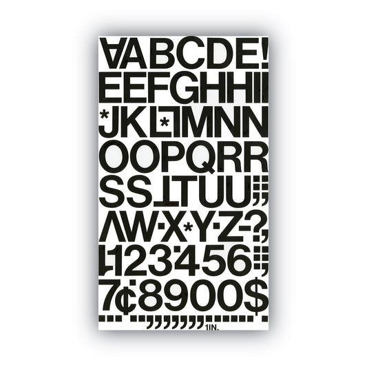 Chartpak Press-On Vinyl Letters and Numbers, Self Adhesive, Black, 1"h, 88/Pack (01030)