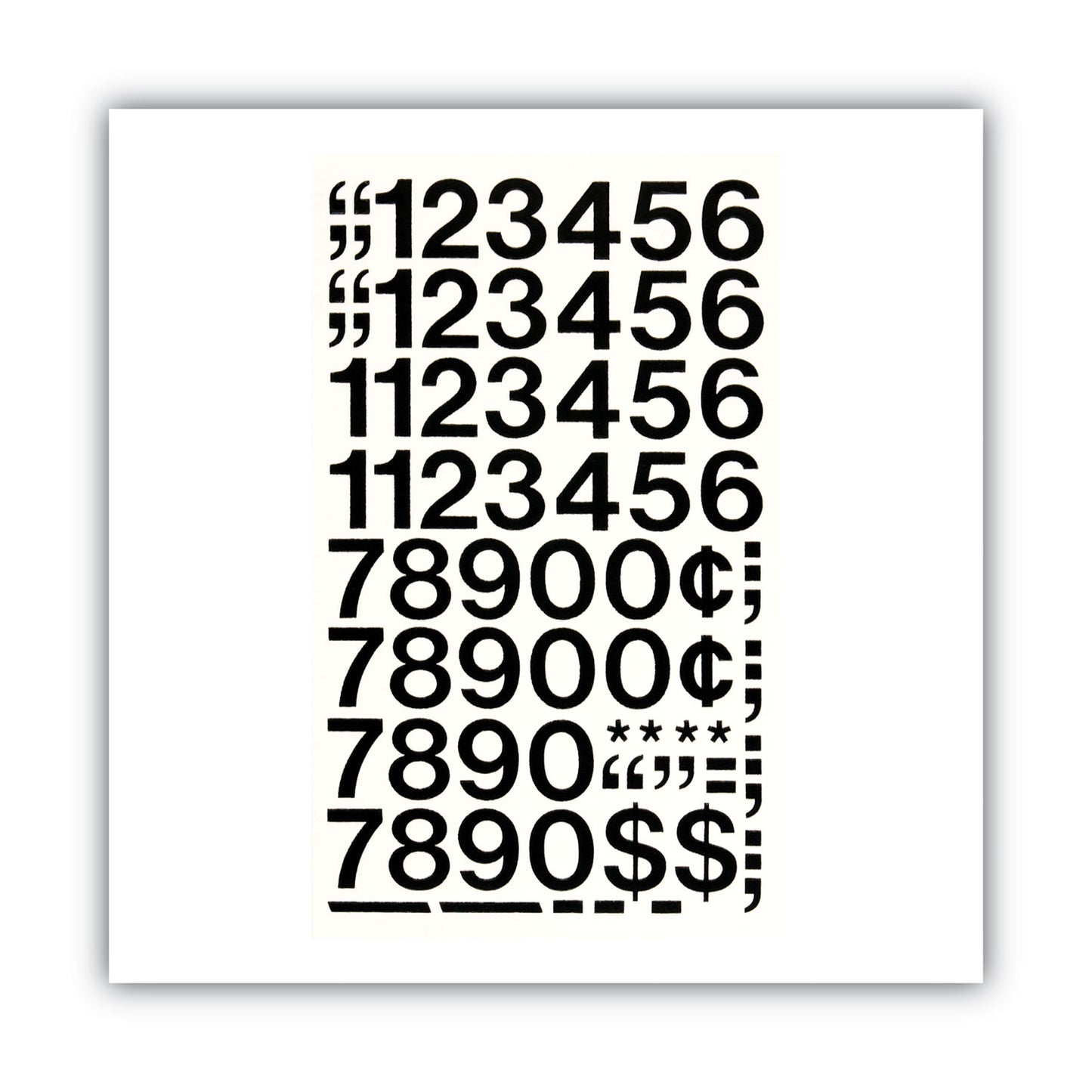 Chartpak Press-On Vinyl Numbers, Self Adhesive, Black, 1"h, 44/Pack (01130)