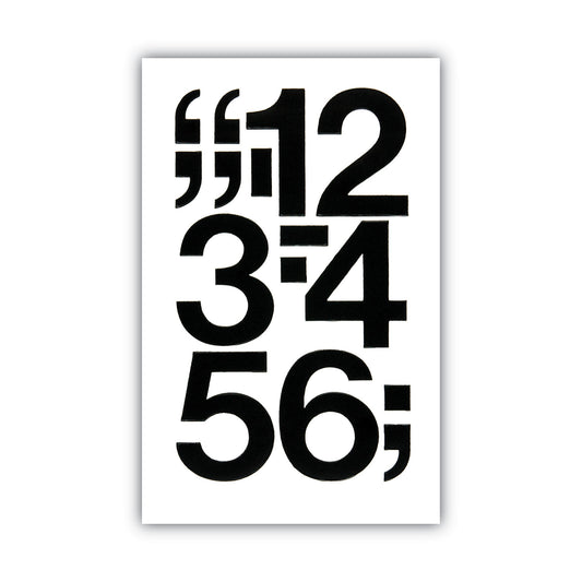 Chartpak Press-On Vinyl Numbers, Self Adhesive, Black, 3"h, 10/Pack (01170)