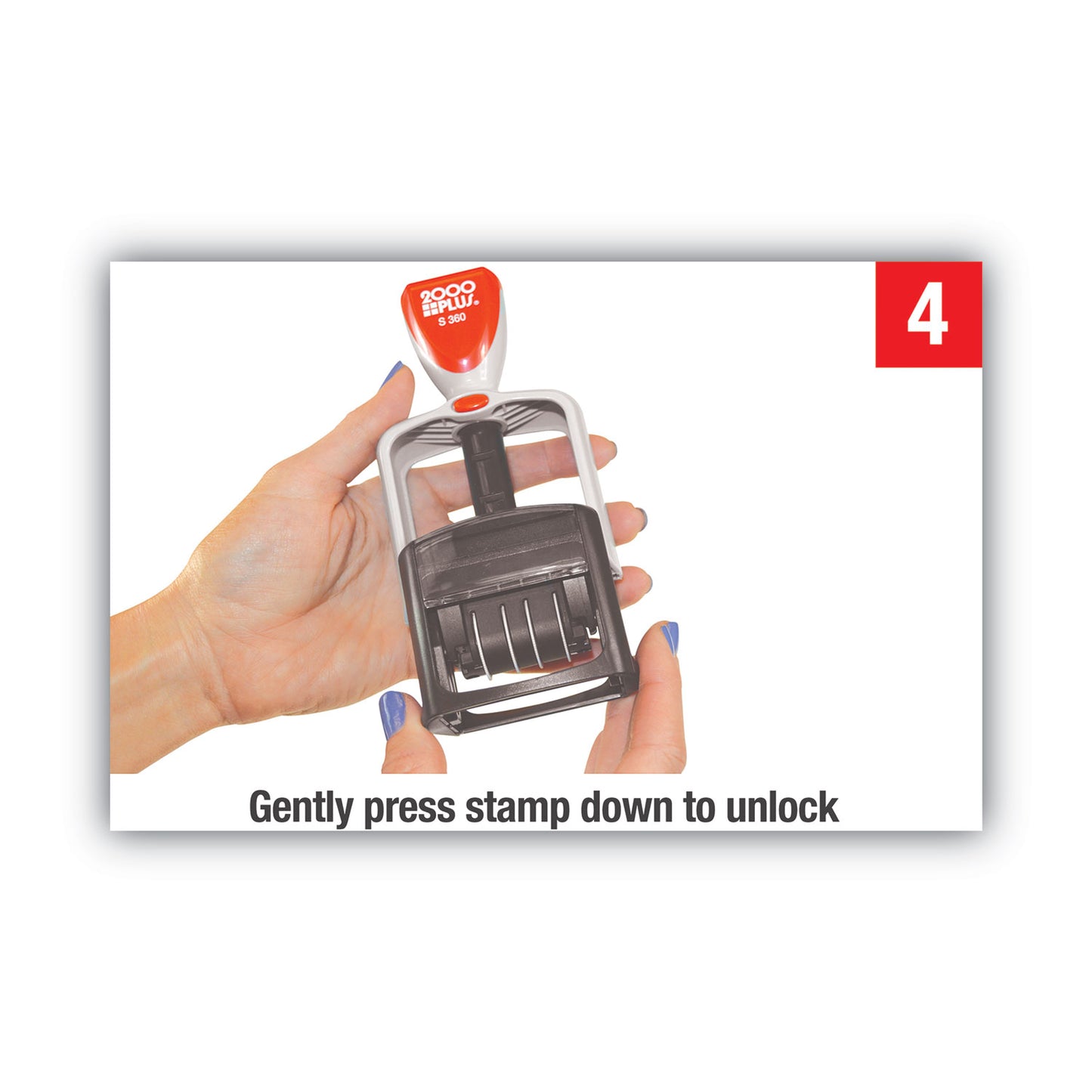 2000 PLUS Model S 360 Two-Color Message Dater, 1.75 x 1, "Received", Self-Inking, Blue/Red (011034)