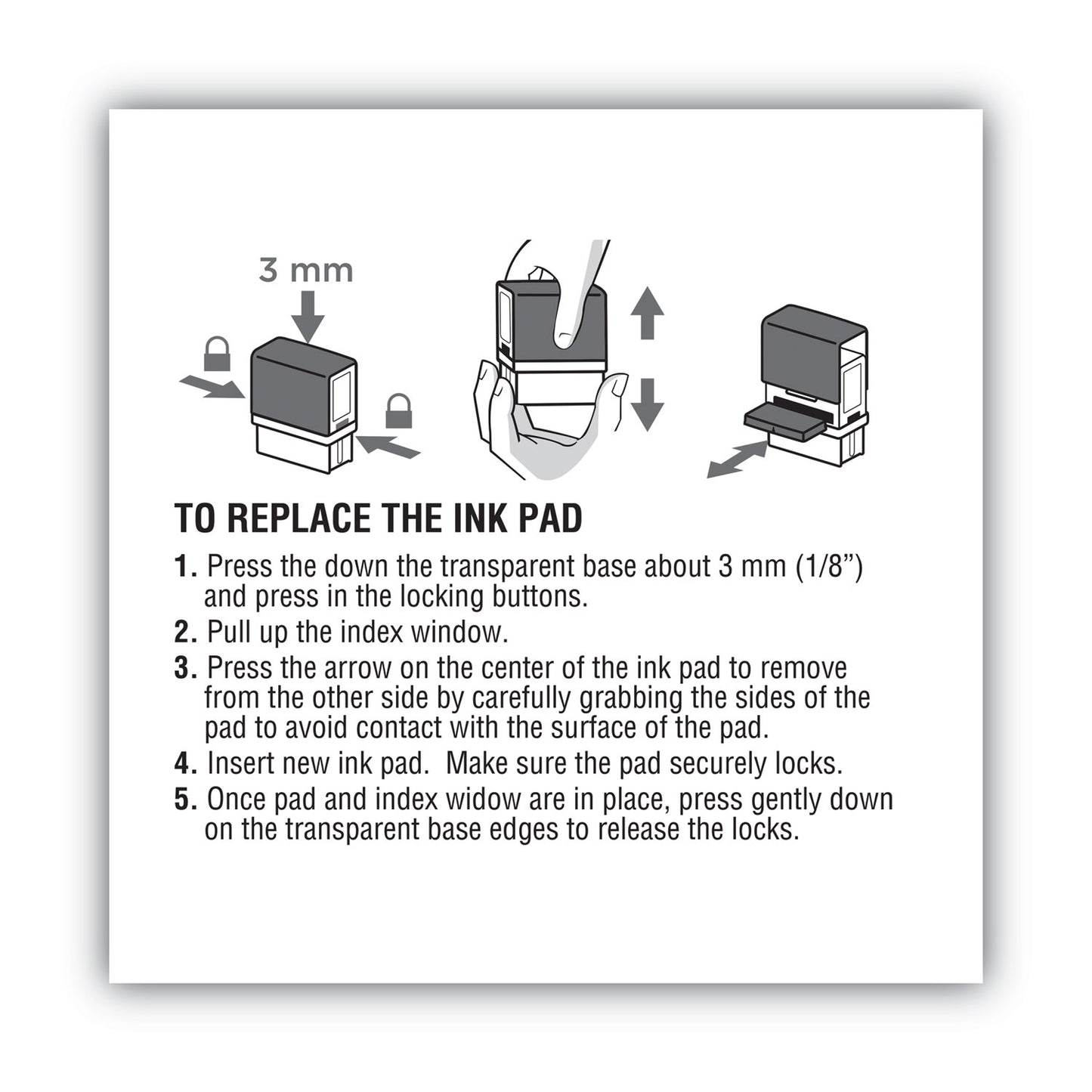 Replacement Ink Pad for 2000PLUS 1SI60P, 3.13" x 0.25", Black (065475)
