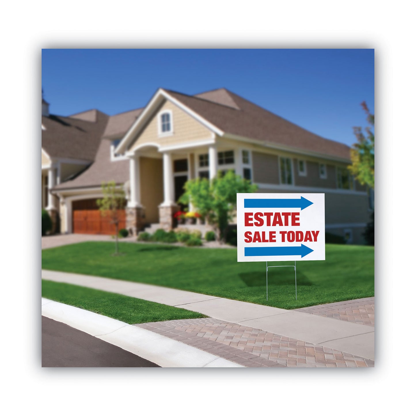 COSCO Stake Sign, Blank White, Includes Directional Arrows, 15 x 19 (098055)