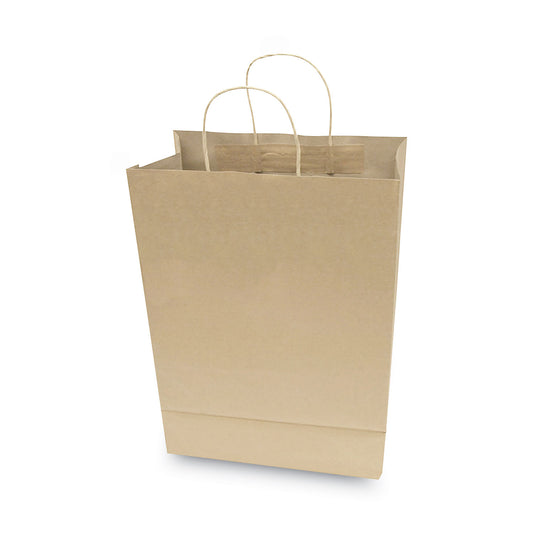 COSCO Premium Shopping Bag, Natural Twisted-Paper Handles, 10" x 4.5" x 13", Brown, 50/Box (091565)