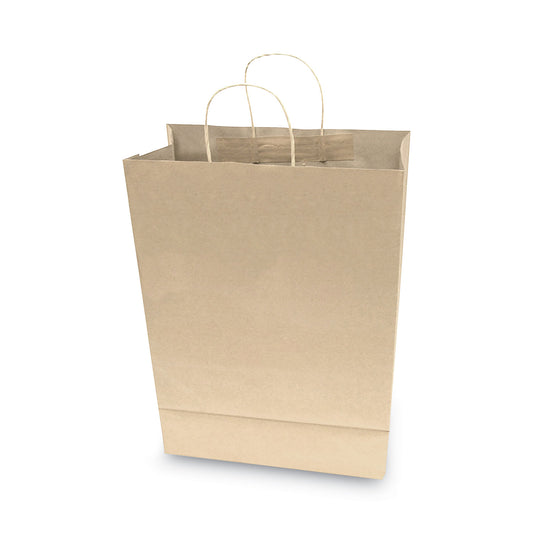 COSCO Premium Shopping Bag, Natural Twisted-Paper Handles, 12" x 6.5" x 17", Brown, 50/Box (091566)