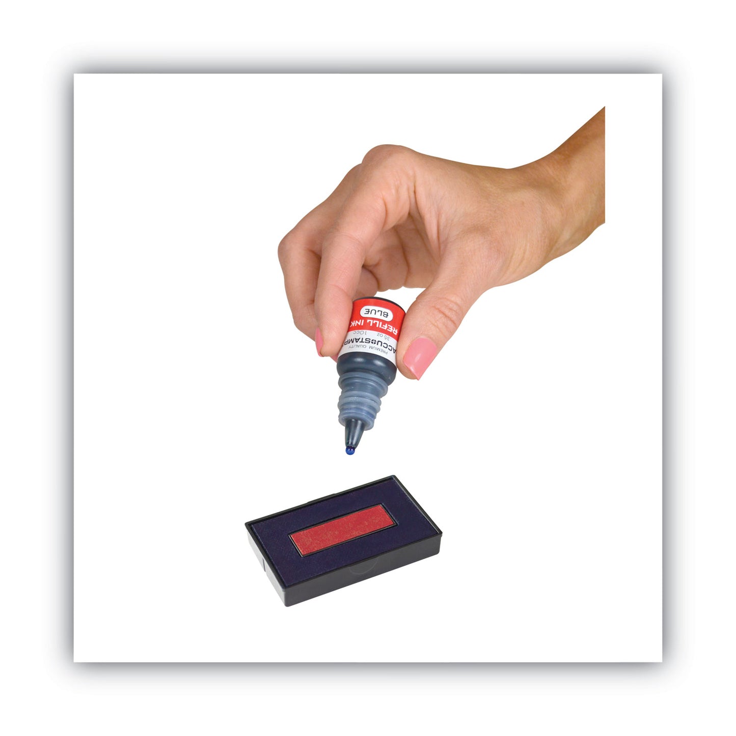 COSCO ACCU-STAMP Gel Ink Refill, 0.35 oz Bottle, Blue (090682)