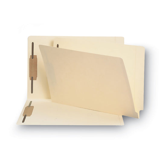Smead End Tab Fastener Folders with Reinforced Straight Tabs, 14-pt Manila, 2 Fasteners, Legal Size, Manila Exterior, 50/Box (37215)