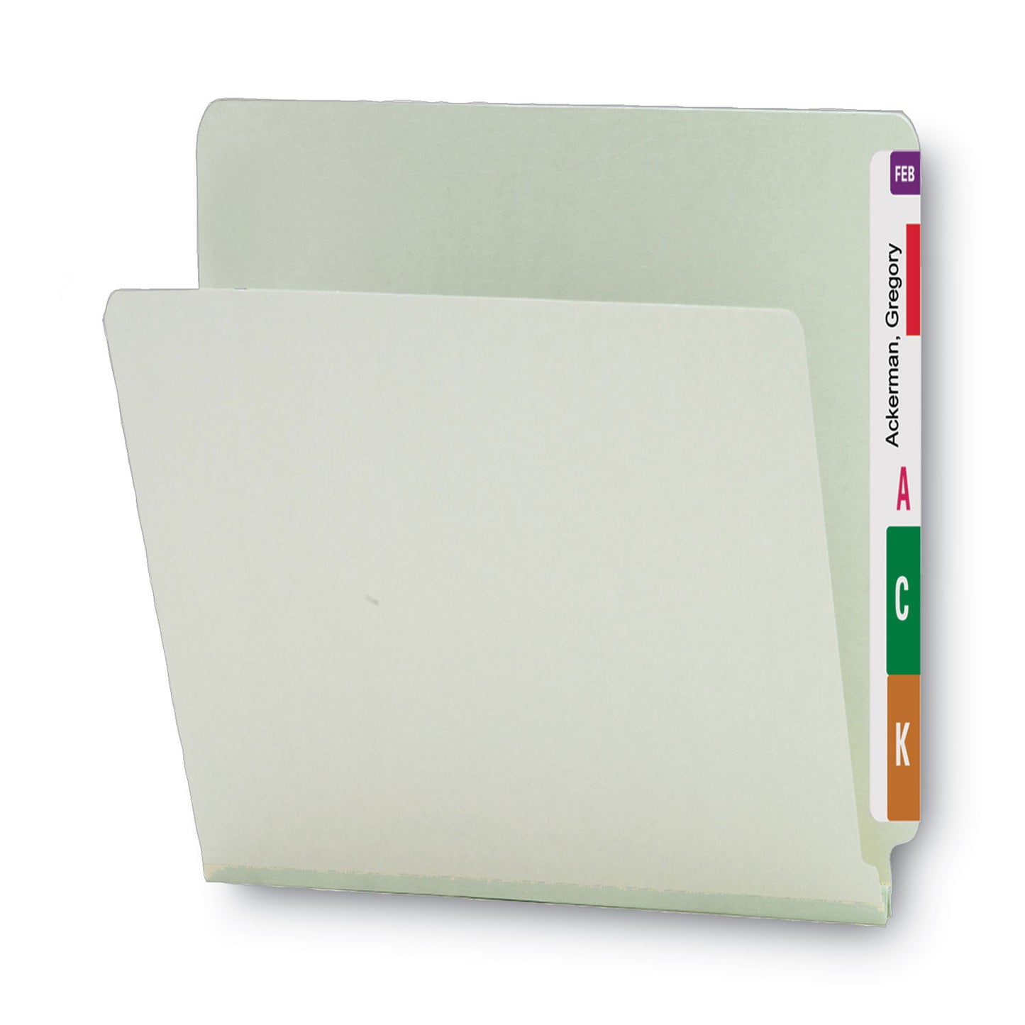 Smead Extra-Heavy Recycled Pressboard End Tab Folders, Straight Tabs, Letter Size, 1" Expansion, Gray-Green, 25/Box (26200)