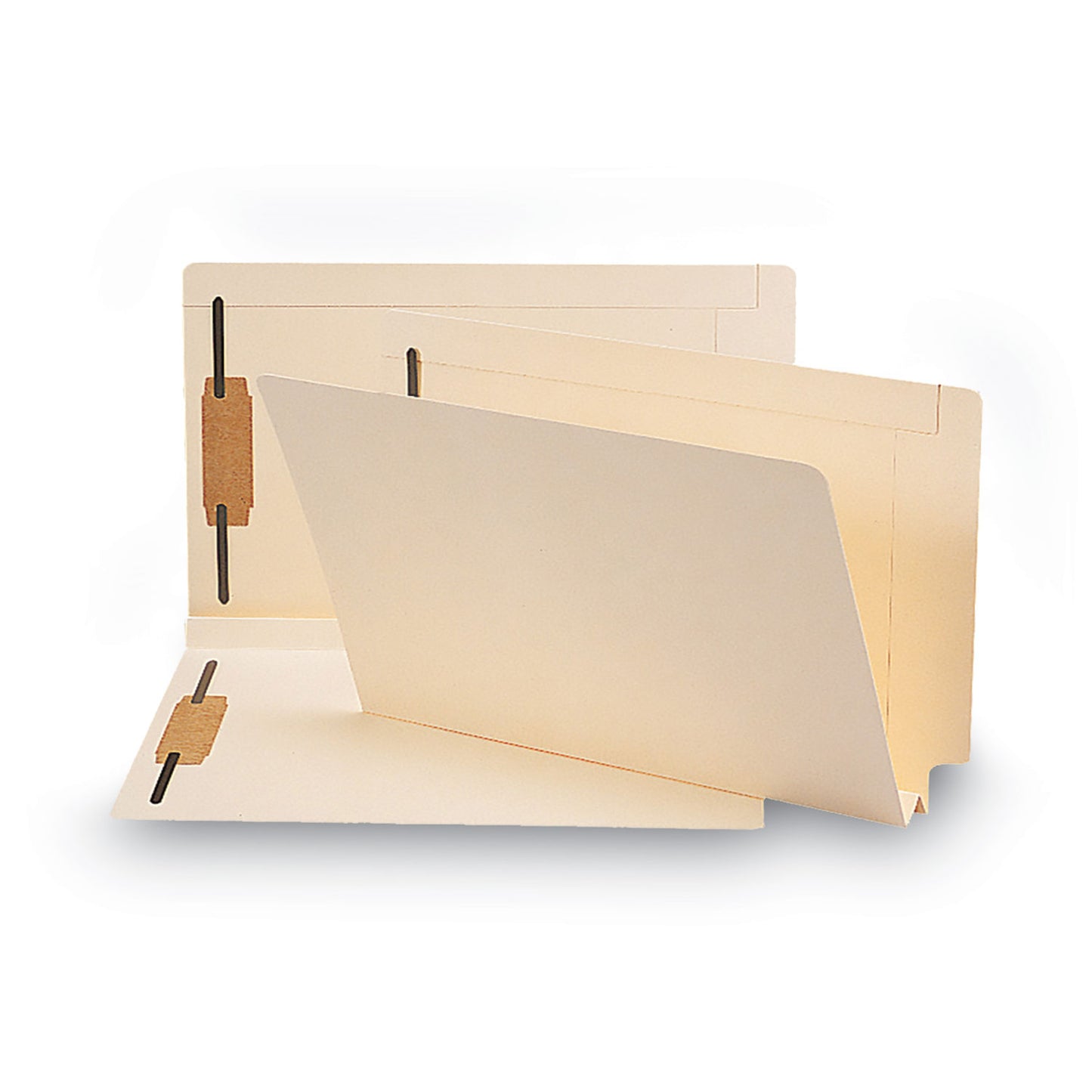 Smead End Tab W-Fold Fastener Folders with Reinforced Tabs, 1.5" Expansion, 2 Fasteners, Legal Size, Manila, 50/Box (37276)