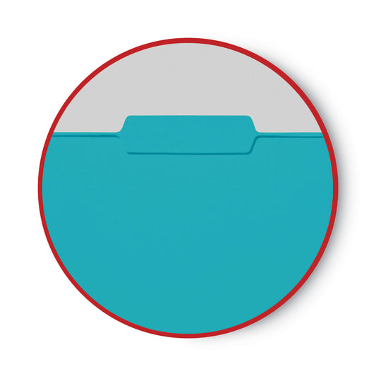 Smead Interior File Folders, 1/3-Cut Tabs: Assorted, Letter Size, 0.75" Expansion, Aqua, 100/Box (10235)