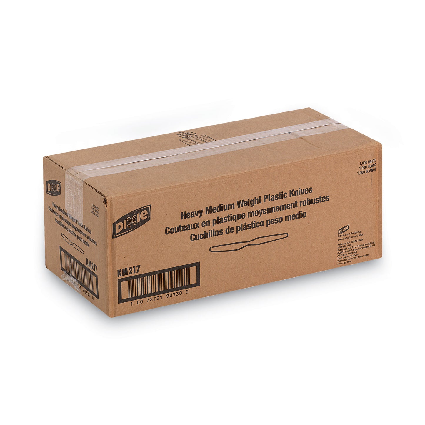 Dixie Plastic Cutlery, Heavy Mediumweight Knives, White, 1,000/Carton (KM217)