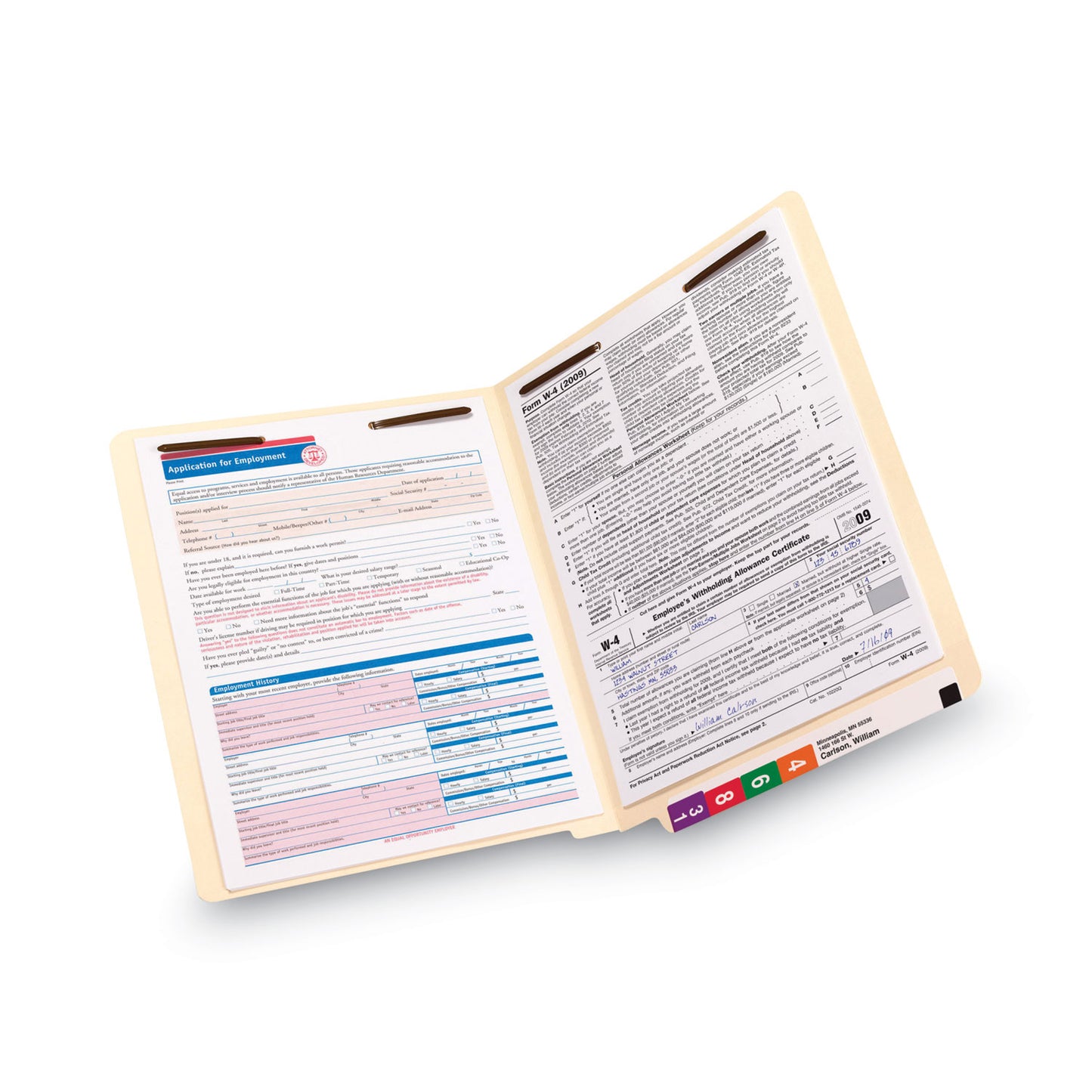 Smead Reinforced End Tab Fastener Folders, Antimicrobial Protection, 0.75" Expansion, 2 Fasteners, Letter Size, Manila, 50/Box (34116)