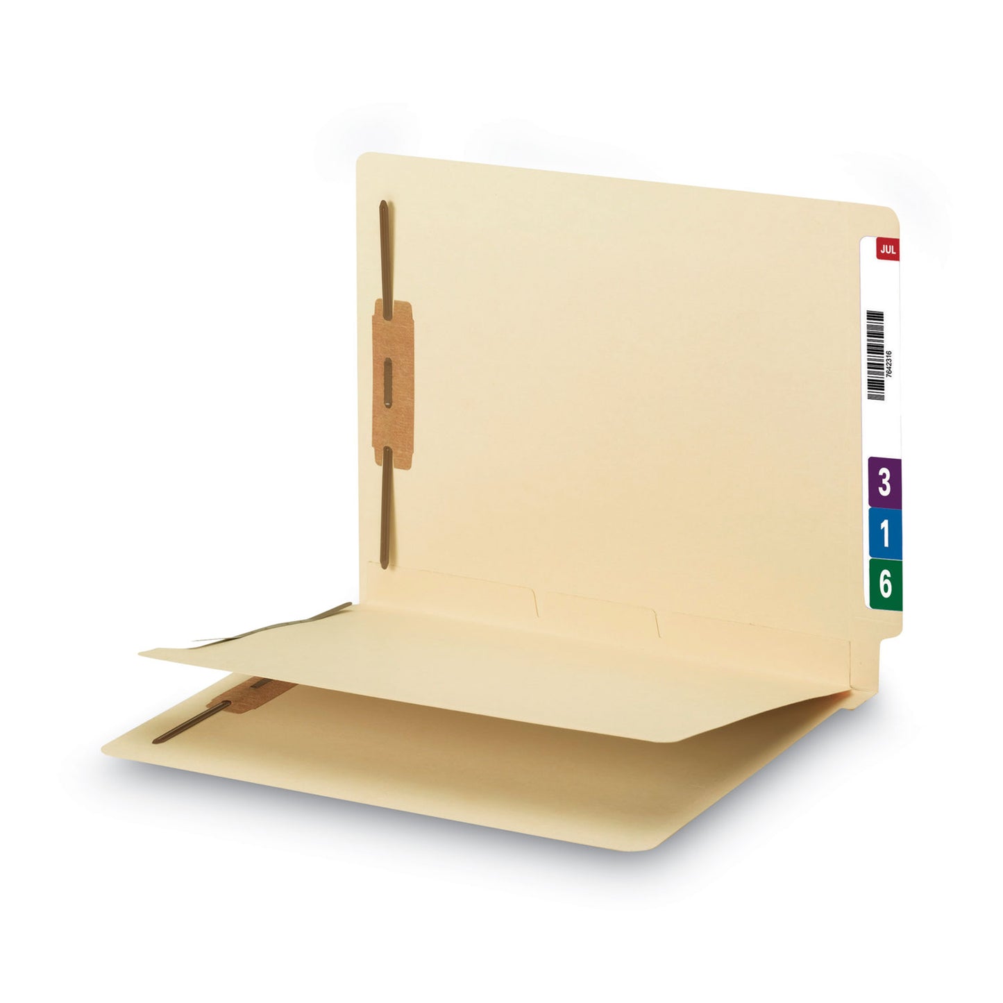 Smead Fastener Folder with Divider, 0.75" Expansion, 1 Divider, 4 Fasteners, Letter Size, Manila Exterior, 50/Box (34220)