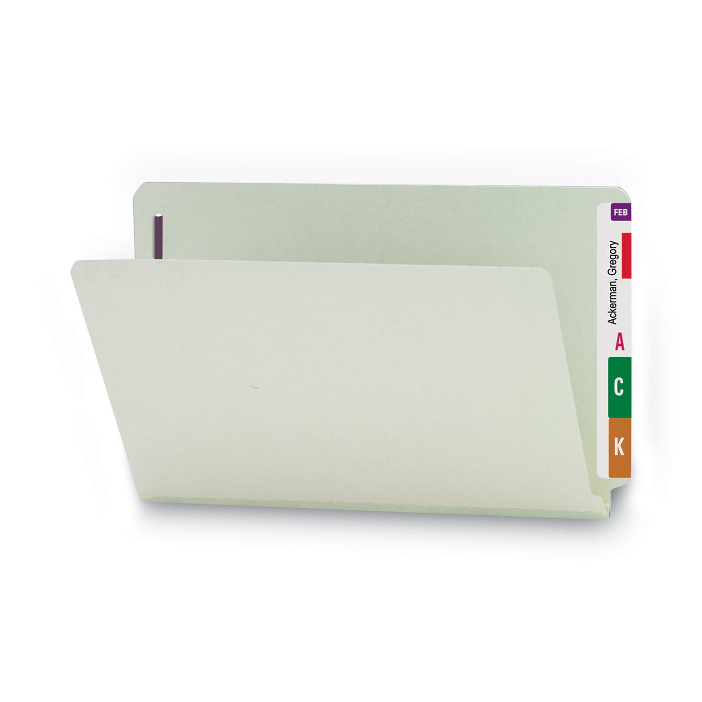 Smead End Tab Pressboard Classification Folders, Two SafeSHIELD Coated Fasteners, 1" Expansion, Legal Size, Gray-Green, 25/Box (37705)