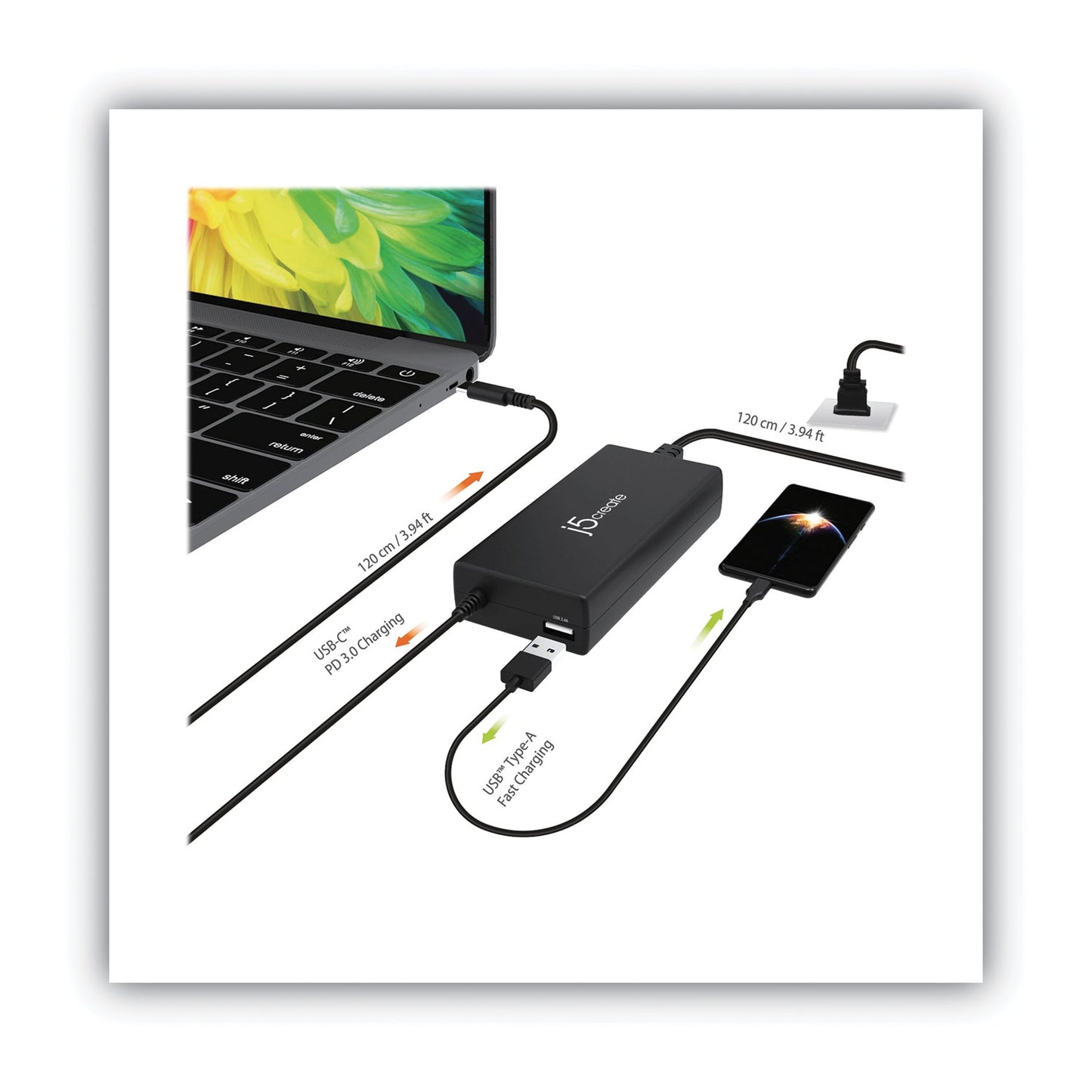 j5create USB-C Super Charger, Black (JUP2290)