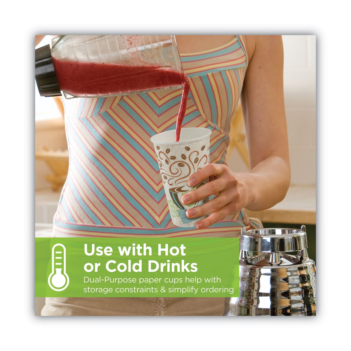 Dixie PerfecTouch Paper Hot Cups and Lids Combo, 10 oz, Multicolor, 50 Cups/Lids/Pack (5310COMBO600)