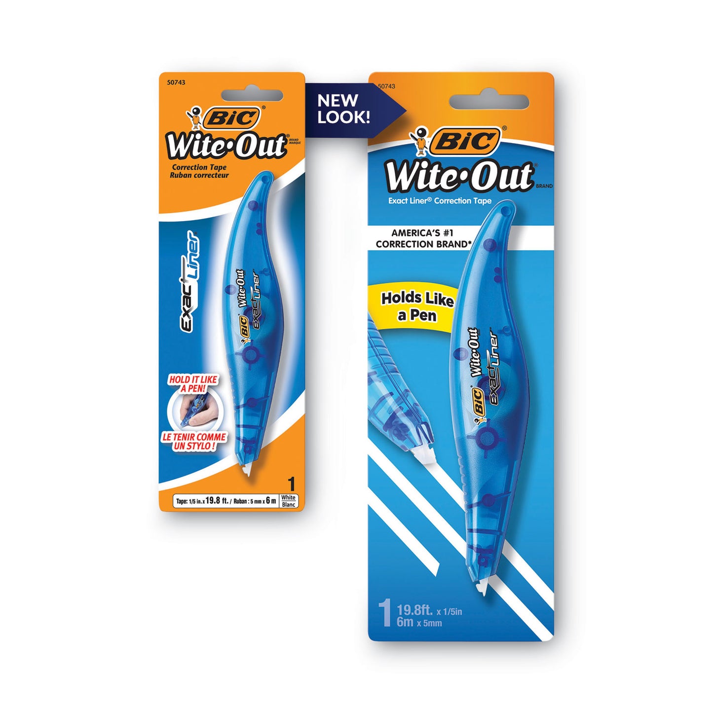 BIC Wite-Out Brand Exact Liner Correction Tape, Non-Refillable, Blue Applicator, 0.2" x 236" (WOELP11)