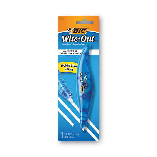 BIC Wite-Out Brand Exact Liner Correction Tape, Non-Refillable, Blue Applicator, 0.2" x 236" (WOELP11)