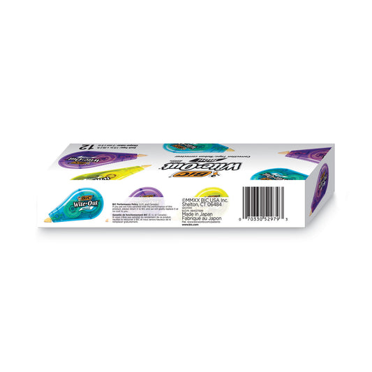 BIC Wite-Out Brand Mini Correction Tape, Non-Refillable, 0.2" x 26.2 ft, Assorted (WOTM11)