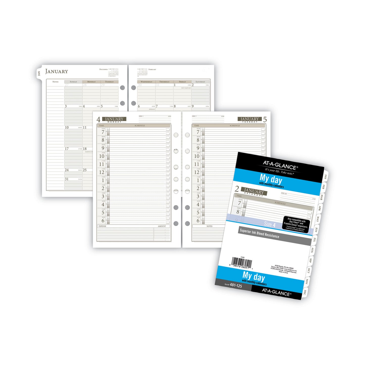 AT-A-GLANCE 1-Page-Per-Day Planner Refills, 8.5 x 5.5, White Sheets, 12-Month (Jan to Dec): 2025 (48112521)