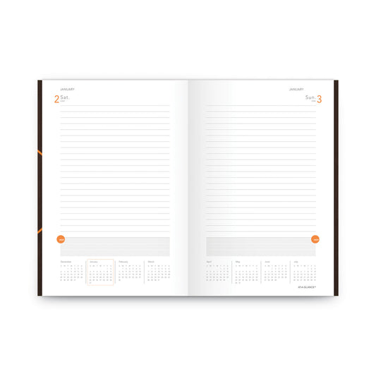 AT-A-GLANCE One-Day-Per-Page Planning Notebook, 9 x 6, Dark Brown/Orange Cover, 12-Month (Jan to Dec): 2025 (70620130)